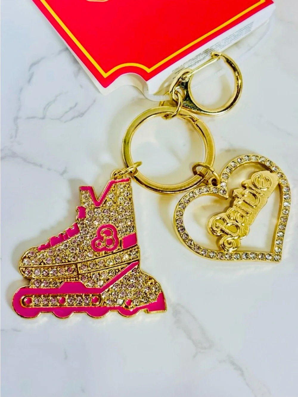 A-1DC-39: BAG CHARM/KEYCHAIN: BARBIE w/Pink & Golden Accents, Rhinestones, NWOT